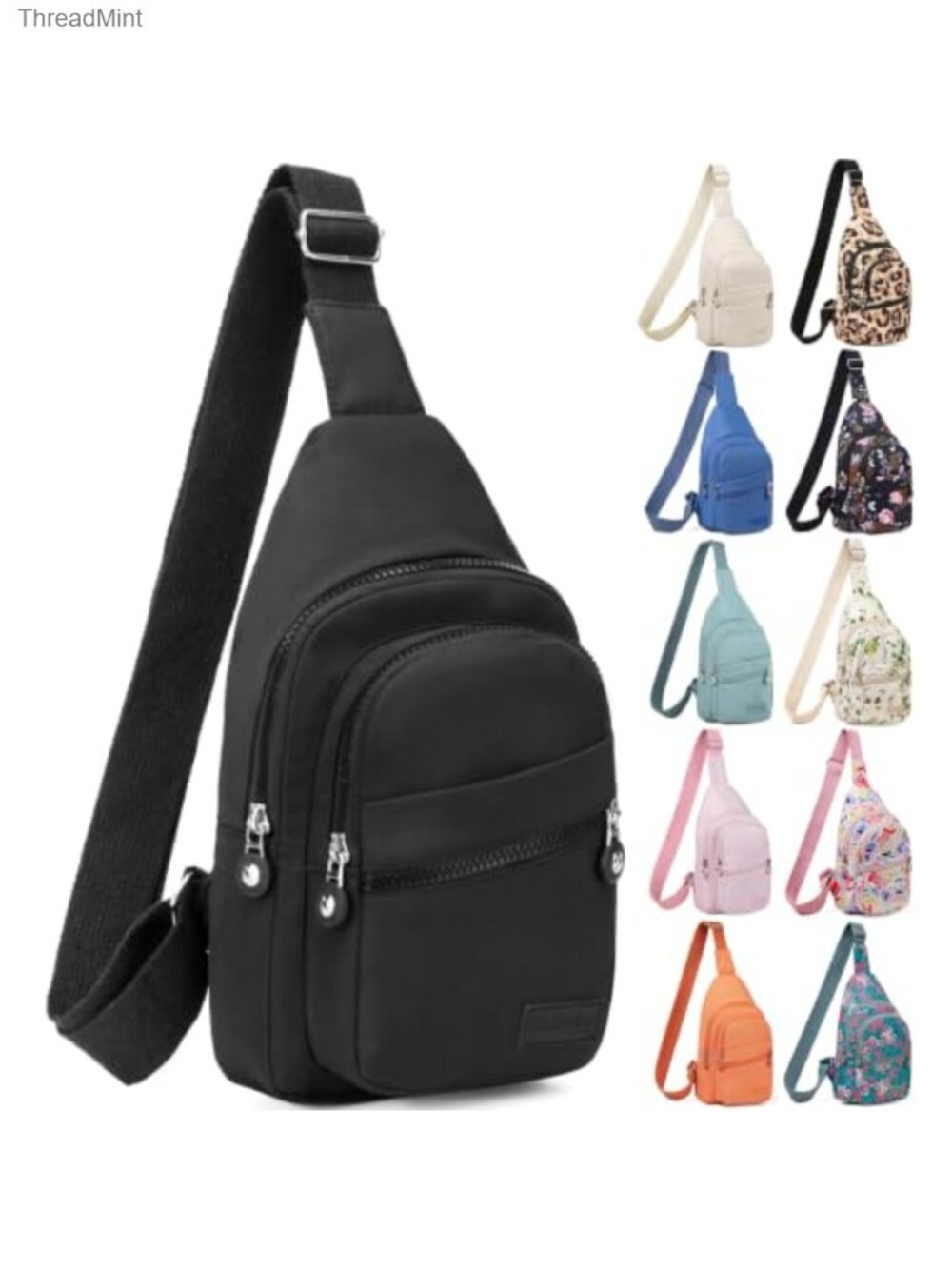 Sling Backpack Crossbody Bag Water Resistant Polyester Adjustable Strap